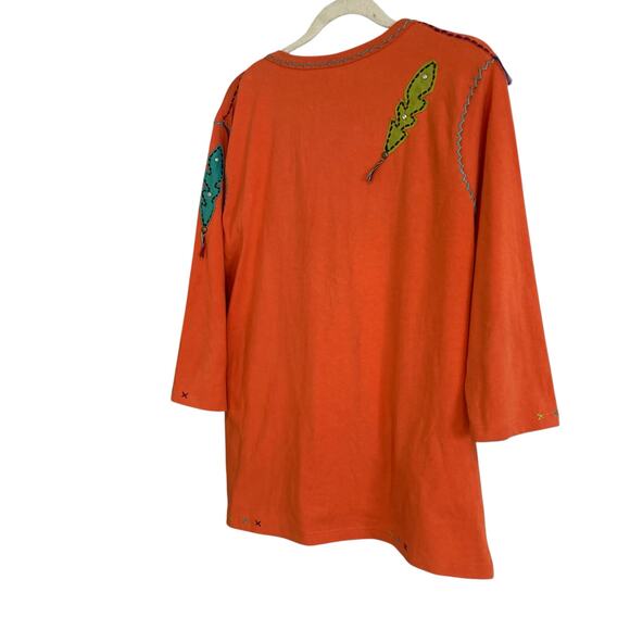 Y2K Sassy Sistas Orange Embroidered Biker Native American Loose Fit Top size XL - Picture 4 of 16